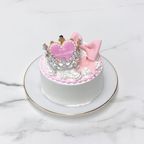 ◻︎パステルリボン付きティアラケーキ 4号《選べる9色｜韓国｜誕生日｜お好きなメッセージ✧》 2