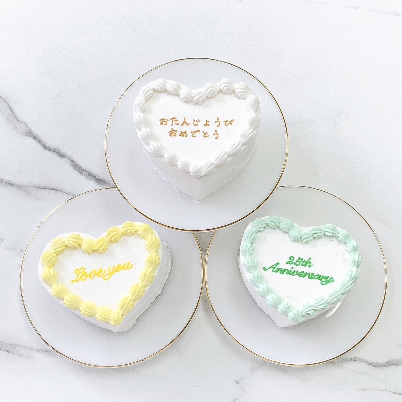 白いハート型センイルケーキ✧ 4号《選べる9色｜ハート｜韓国｜誕生日