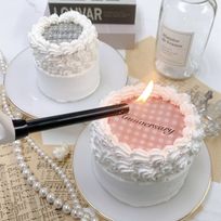 ◻︎燃える演出♪チェック柄バーンアウェイケーキ［丸型］ 4号《選べる9色｜センイルケーキ｜韓国｜お好きなメッセージ｜サプライズ》