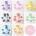 薔薇デザインプレートセット♪アイシングクッキーセット（プレート＋装飾ハート2つ）＋でお好きなアルファベットや数字をお選びください。オリジナルメッセージ可。全8色。誕生日や記念日、推しのお祝いなどにオススメ《アルファベット・数字：1枚》 1