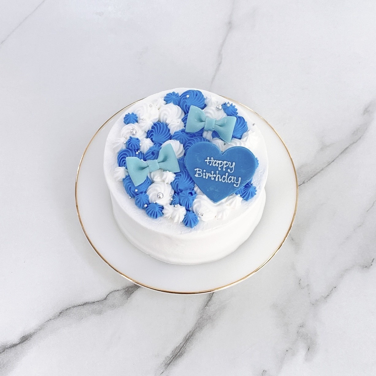 ◻︎ハートチョコプレート付き リボントッピングケーキ 6号《選べる9色