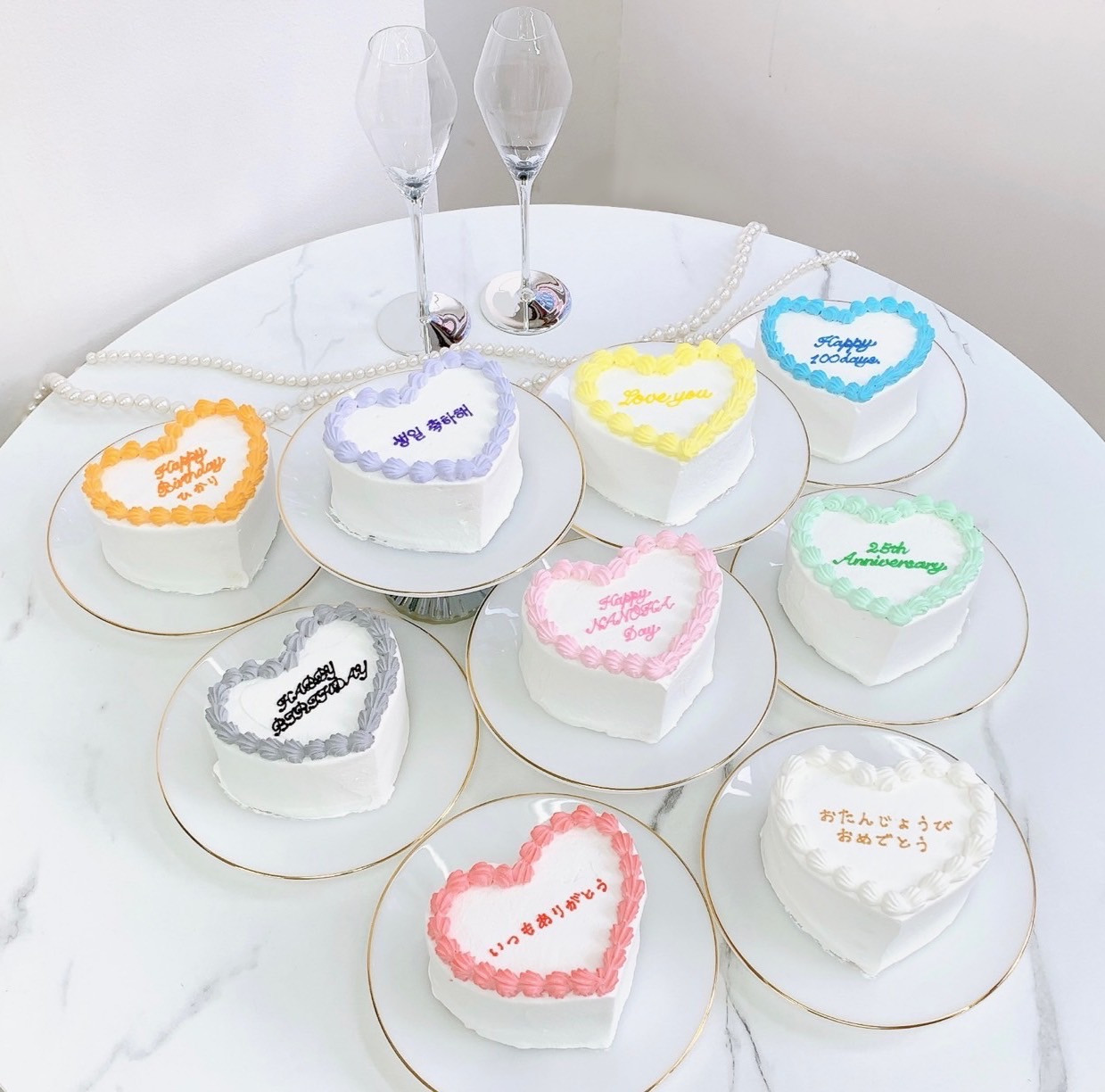 白いハート型センイルケーキ✧ 4号《選べる9色｜ハート｜韓国｜誕生日