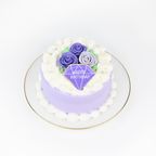 ダイヤプレート＆薔薇ケーキ 4号《選べる9色｜センイルケーキ｜アイシングクッキー｜お好きなメッセージ♪》 9