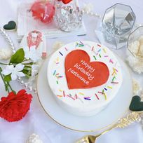 カラフルトッピング付き ハートセンイルケーキ✧ 4号《選べる8色｜ハートデザイン｜お好きなメッセージ♪》