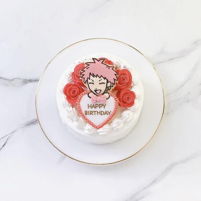 ◯プレート持ちイラストクッキー付き✧薔薇ケーキ 6号《選べる9色｜お好きなイラストで✧》 5