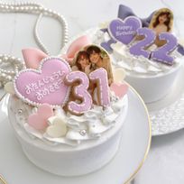 フリルセミオーダーケーキ 4号《選べる9色｜リボン付き｜写真ケーキ｜プリントケーキ｜お好きな写真やメッセージで♪》