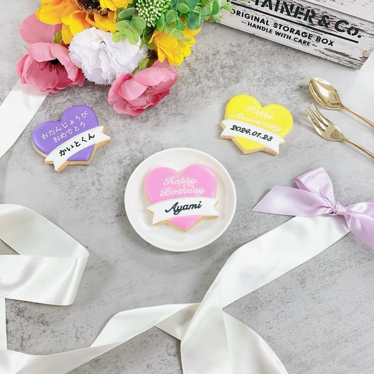 □ダブルメッセージハートクッキー✧《ハート型｜アイシング