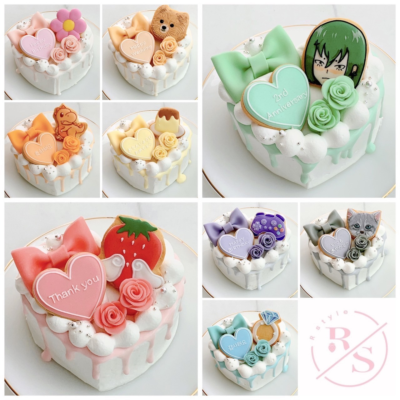 ◯手書きクッキー付き✧ハート型ドリップセミオーダーケーキ୨୧