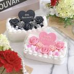 ◻︎［プチケーキBOX］ハートプレート付きエレガントケーキ 《選べる9色｜お好きなメッセージ♪》 1