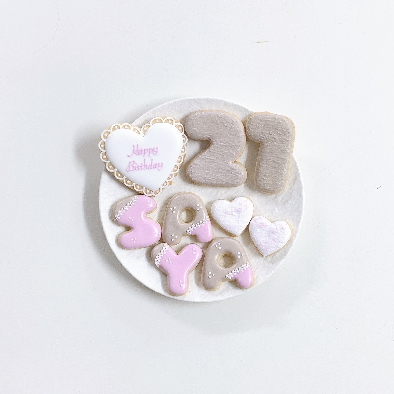 ◻︎くすみカラーレースデザインアイシングクッキーセット（メッセージ