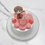 お好きなイラストの手書きクッキー付き♪ セミオーダーハートケーキ✧ 4号《選べる9色｜センイルケーキ｜アイシングクッキー｜イラストクッキー》 2