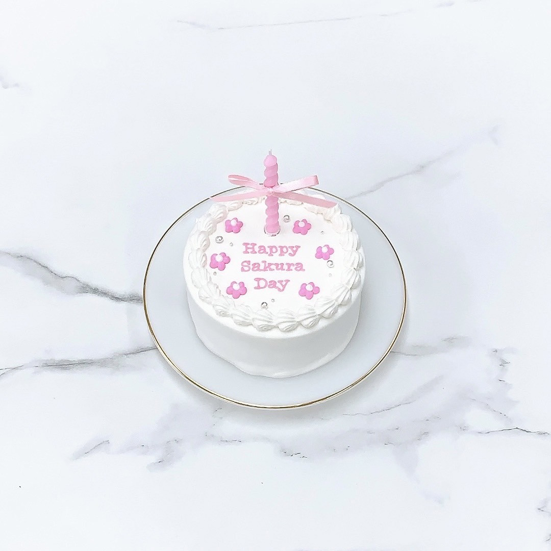 ◯＼お花柄✲／リボンキャンドル付きフラワーケーキ 4号《選べる6色