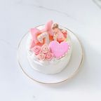 セミオーダー写真ケーキ✧ 6号《選べる9色｜プリントケーキ｜センイルケーキ｜リボン｜薔薇｜お好きなお写真と数字で✧》  9