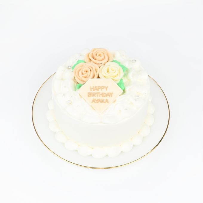 ダイヤプレート＆薔薇ケーキ 4号《選べる9色｜センイルケーキ｜アイシングクッキー｜お好きなメッセージ♪》 6