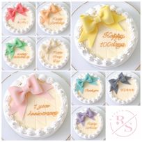 リボン付きキルティングケーキ 4号 センイルケーキ《選べる9色｜お好きなメッセージ♥︎》
