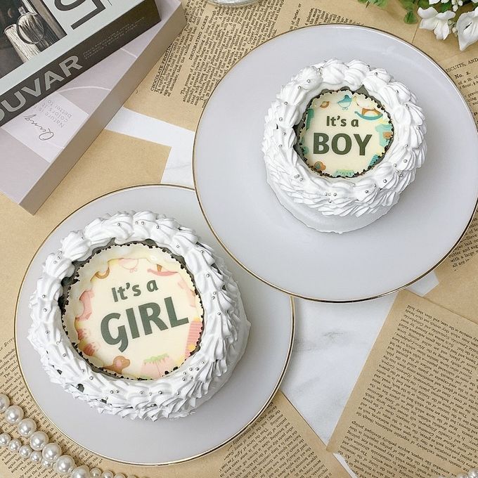 ◻︎燃える演出♪ バーンアウェイ ジェンダーリビールケーキ【性別発表】 3号《 センイルケーキ｜サプライズ 》 3