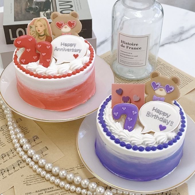 ◻︎サングラスくまちゃんのお祝いケーキ 4号《選べる9色｜お好きな写真とメッセージ♪》 1