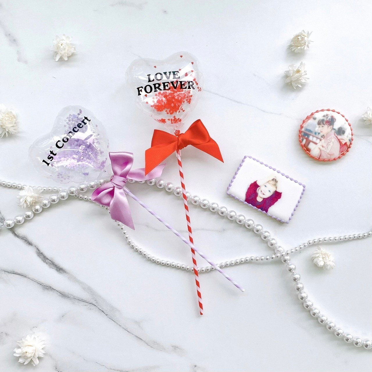 ❤︎プリントクッキー1枚＆クリアスティックバルーン1本SET❤︎《選べる9色＆お好きなメッセージとお写真》 5