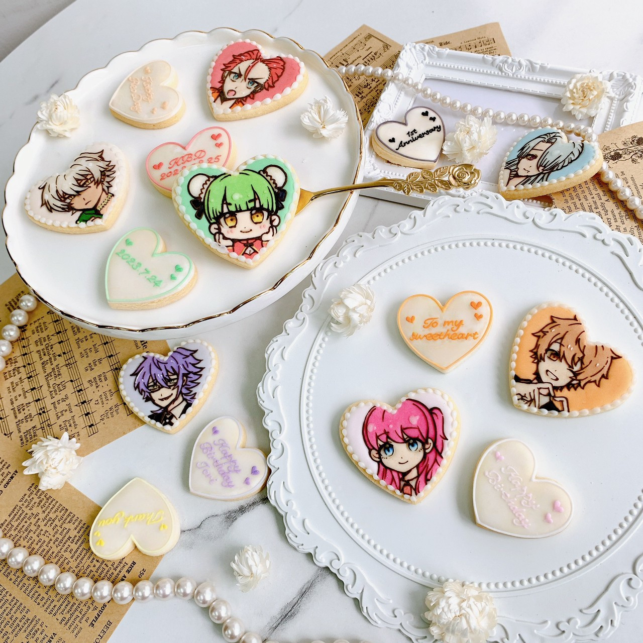 ◯ハート型イラストアイシングクッキーセット✧₊⁎《選べる9色/お好きな