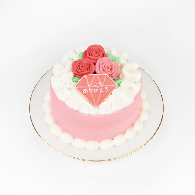 ダイヤプレート＆薔薇ケーキ✧ 4号《選べる9色｜センイルケーキ｜アイシングクッキー｜お好きなメッセージで♪》 3
