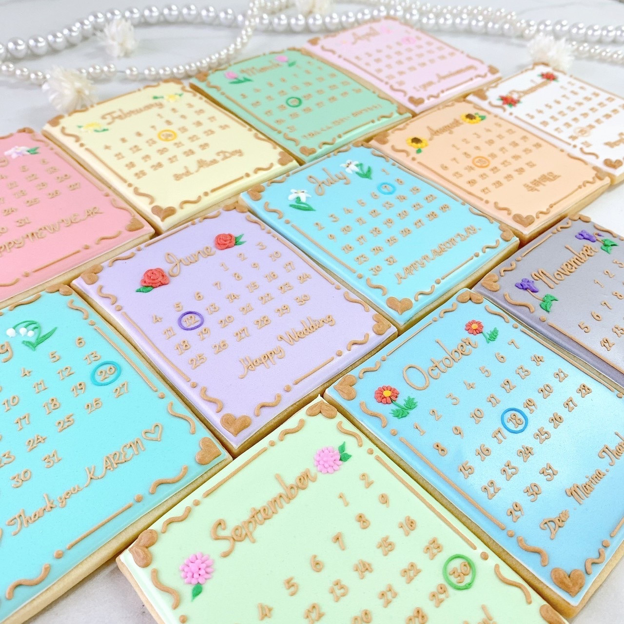 バースデーフラワーカレンダークッキー✧《全12色｜アイシングクッキー