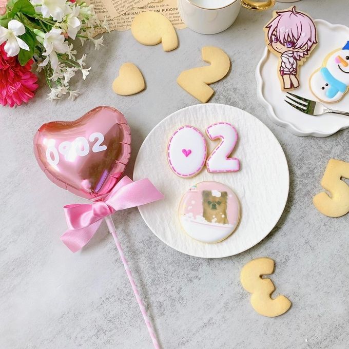 〈バルーン〉◻︎プリントクッキー&スティックバルーンSET✧《数字クッキー付き｜アイシングクッキー｜推し活やギフトにおすすめ♪》 1