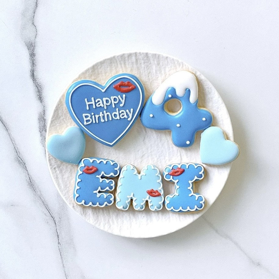 リップ アイシングクッキーセット（プレート＋装飾ハート2つ）＋でお