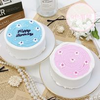 ◻︎小さなお花とぐるぐるクリームのセンイルケーキ 4号 12cm【 カラバリ9色｜韓国｜誕生日｜お好きなメッセージ 】