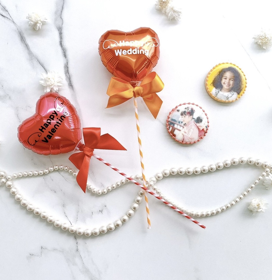 ❤︎プリントクッキー1枚＆スティックバルーン1本（羽デザイン）最強SET❤︎《選べる12色＆お好きなメッセージとお写真》 5