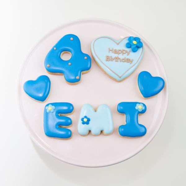 フラワー付き アイシングクッキーセット（プレート＋装飾ハート2つ）＋