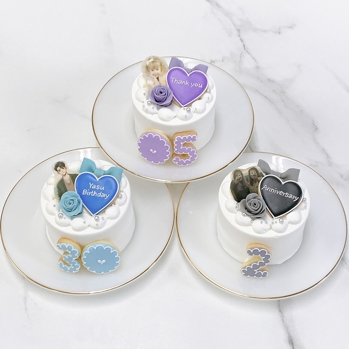 ◻︎ナンバークッキー付き ライトセミオーダー写真ケーキ 4号《選べる9