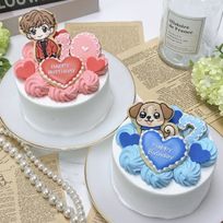 お好きなイラストの手書きクッキー付き♪ セミオーダーハートケーキ✧ 6号《選べる9色｜センイルケーキ｜アイシングクッキー｜イラストクッキー》