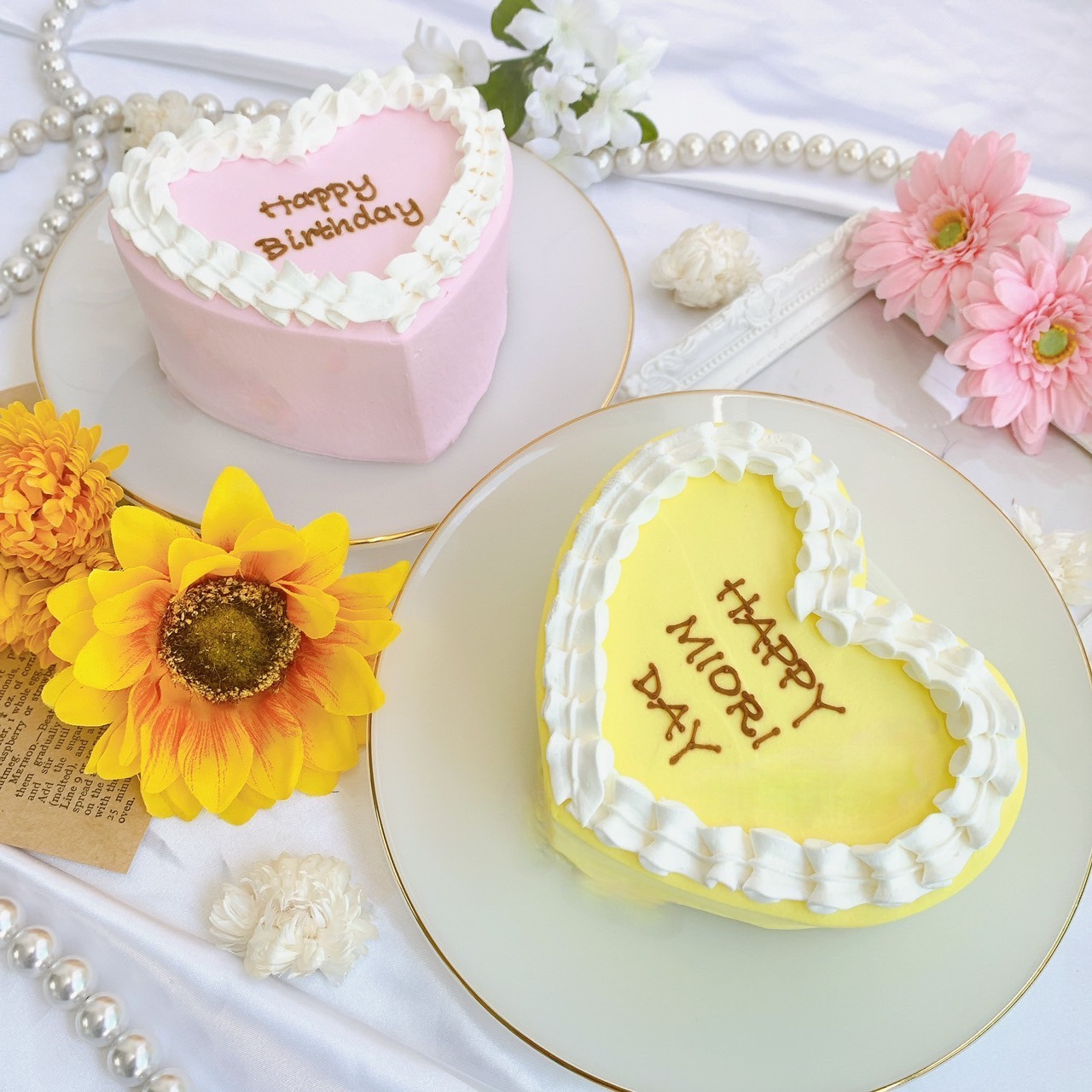 ◻︎パステルハートフリルセンイルケーキ✧ 4号《選べる9色