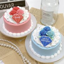 ダイヤプレート＆薔薇ケーキ 4号《選べる9色｜センイルケーキ｜アイシングクッキー｜お好きなメッセージ♪》