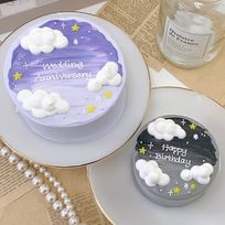 夜空の雲センイルケーキ♪ 4号《選べる9色｜お好きなメッセージ✧》