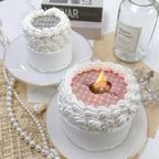 【店頭受取】◻︎チェック柄バーンアウェイケーキ［丸型］ 3号《選べる9色｜センイルケーキ｜お好きなメッセージ｜燃える演出♪》 2