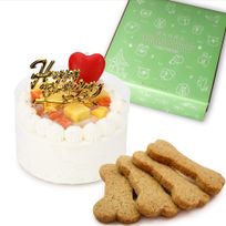 犬用 ケーキ クリームケーキ 3号 直径10㎝ 中型犬用 270g ボーンクッキー4枚入 【 バースデー 飾り付】 