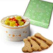 犬用 ケーキ クリームケーキ 3号 直径10㎝ 中型犬用 270g ボーンクッキー4枚入 【選べる飾り： バースデー クリスマス 】