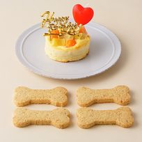 犬用 バースデーケーキ ベイクドチーズ 2号サイズ （80g)_ﾊﾞｰｽﾃﾞｰ飾り付【 超小型犬～小型犬 用 】