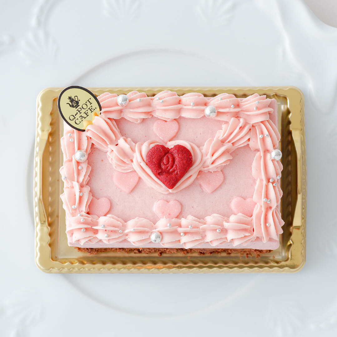 Q-pot CAFE.】Cake.jp限定/Love Heart Letter Cake (7.5cm×11cm※2～3名