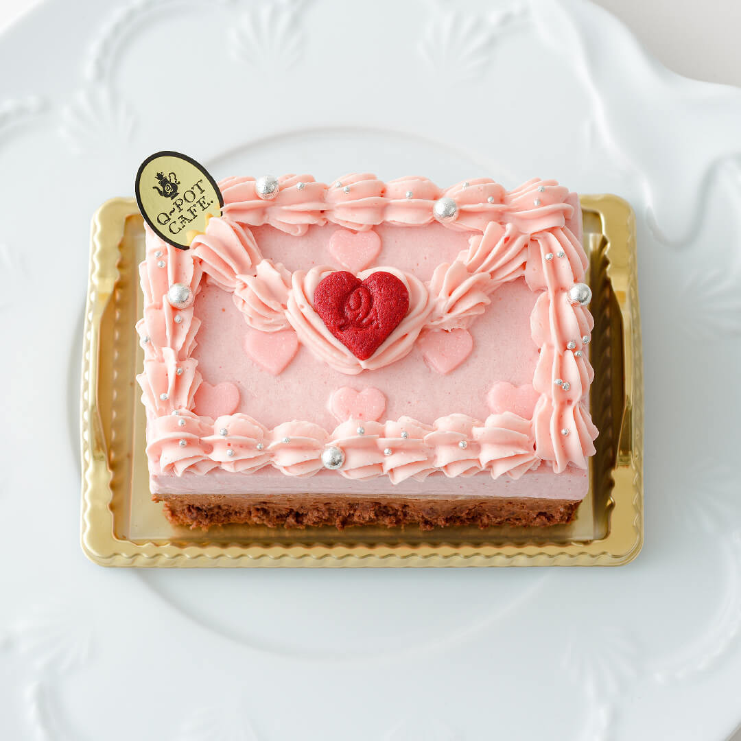 Q-pot CAFE.】Cake.jp限定/Love Heart Letter Cake (7.5cm×11cm※2～3名