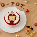 【Q-pot CAFE.】クマちゃんサンタのChristmas Ribbon Cake    5号(直径約15cm×H約6cm)  クリスマス2024 2