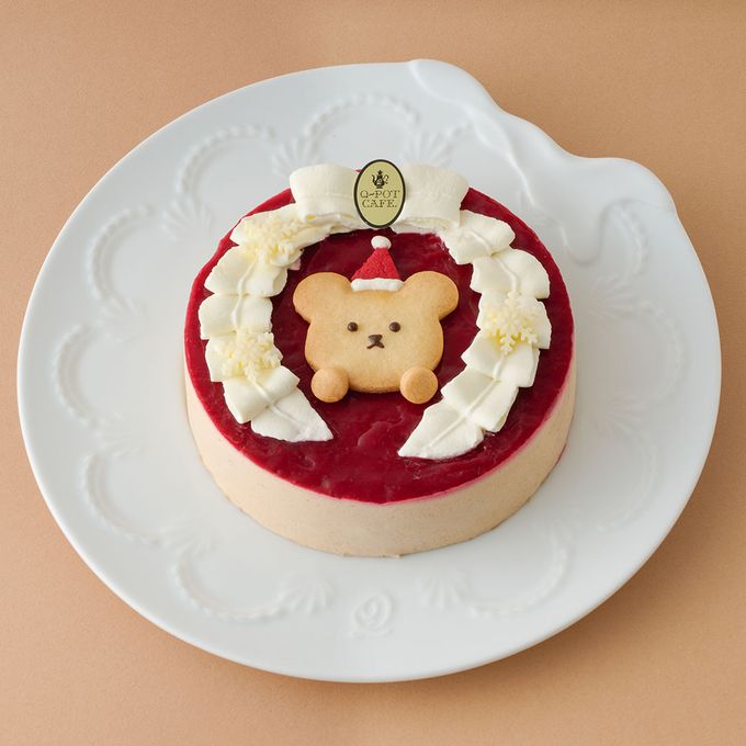 【Q-pot CAFE.】クマちゃんサンタのChristmas Ribbon Cake    5号(直径約15cm×H約6cm)  クリスマス2024 3