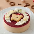 【Q-pot CAFE.】クマちゃんサンタのChristmas Ribbon Cake    5号(直径約15cm×H約6cm)  クリスマス2024 1