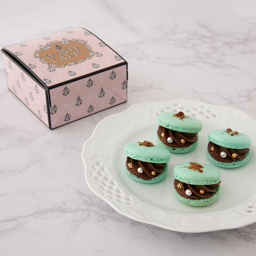 q-pot チョコミントマカロン　ビッグサイズ Q-pot CAFE.】チョコミントマカロンセット（4個）（Q-pot CAFE