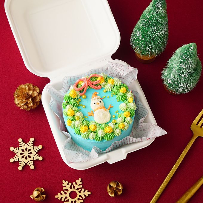 クリスマスランチボックスケーキ リース 10cm 1 【デザインが選べる/センイルケーキ】 1
