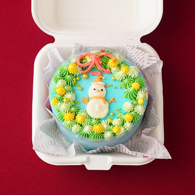 クリスマスランチボックスケーキ リース 10cm 1 【デザインが選べる/センイルケーキ】 6
