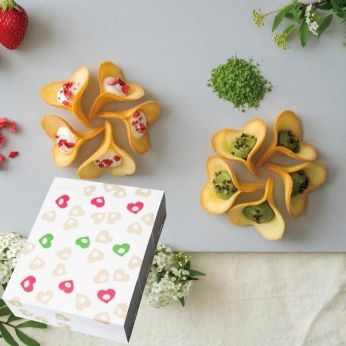【KINEEL】ルフル24個（バニラ8個入2箱・抹茶8個入1箱）/ 京都からお届け♪お花の形のかわいいラングドシャスイーツ（焼菓子24個セット）：95025  1