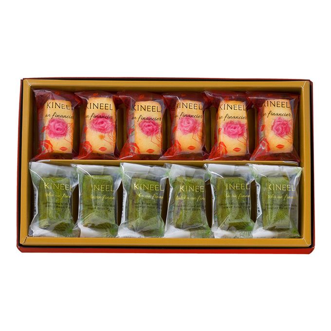 【KINEEL】anフィナンシェ（プレーン・抹茶）12個入（薔薇） / 芳醇なバター香る餡入りフィナンシェ  2