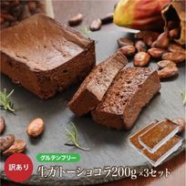 【グルテンフリー】 訳ありガトーショコラ「アウトレット」3本セット 600ｇ チョコレートな関係  